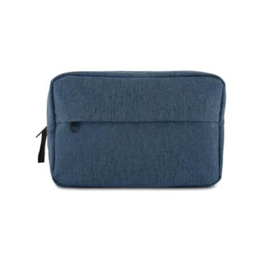 Imagem de Nécessaire Elegante em Poliéster 300D, Azul Marinho, 3L de Capacidade, com Compartimento Frontal e Alça Lateral, 17 x 25,4 x 8,5 cm