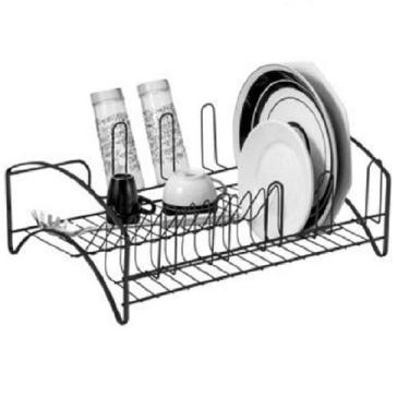 Imagem de Escorredor de Louça Laminado Preto 16 Pratos 08 Copos Espaço Lateral p