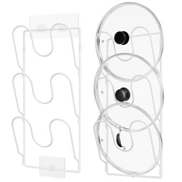 Imagem de ORDORA Pacote com 2 prateleiras organizadoras de tampa de panela para porta de armário, suportes de tampa de panela de 6 camadas dentro do armário, sem adesivo de perfuração, organizador de tampas de