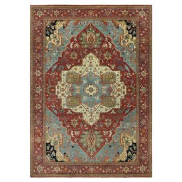 Imagem de Shahbanu Rugs Picante Vermelho Brilhante Lã Atada à Mão Antiquado Fino Recriação Tapete Oriental (10'x14')