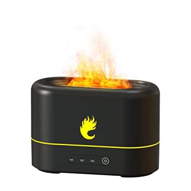 Imagem de Umidificador de Chamas Simuladas Silencioso Neblina Fresca Ar USB Difusor Óleos Essenciais Aromaterapia Desligamento Automático para Casa Escritório Q