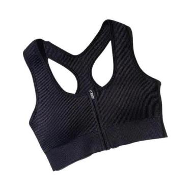 Imagem de Top Esportivo Feminino Com Zíper, Sutiã De Fitness, Roupas Para Academ