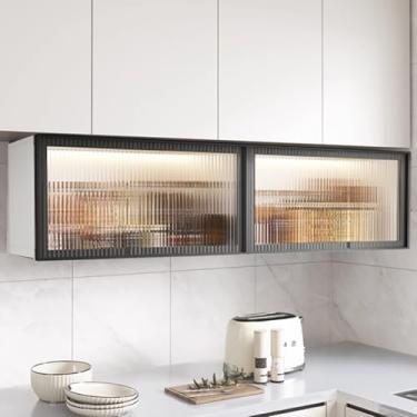 Imagem de Armário de armazenamento de liga de alumínio montado na parede com porta de vidro – Organizador versátil para cozinha, banheiro e sala de estar com luz integrada – Solução ideal sobre o vaso sanitário