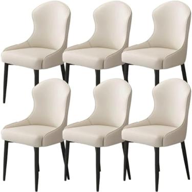 Imagem de Conjunto de 6 cadeiras de jantar estofadas de veludo moderno - poltronas para cozinha, sala de jantar, cadeira de maquiagem de couro sintético com design moderno