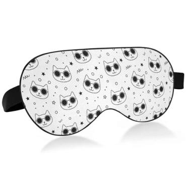 Imagem de Burbuja Máscara de dormir de gatos com óculos de sol para mulheres e homens, máscara refrescante para os olhos com blackout com alça elástica ajustável para viagens