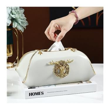 Imagem de Caixa de toalhas Gaveta de papel doméstica, decoração mesa jantar para sala estar, caixa tecido decorativa criativa Organizador para Home(Branco)