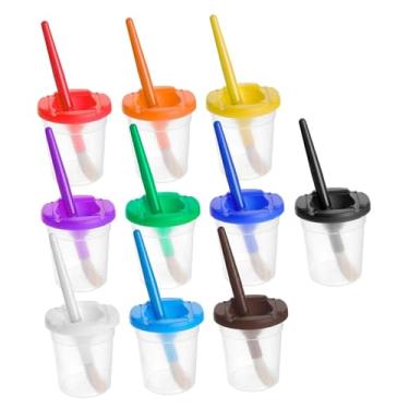 Imagem de Fiocias Conjunto de 10 Potes de Tinta à Prova de Respingos E Laváveis, com Tampas, Fáceis de Limpar, para Crianças Iniciantes. Inclui 10 Pincéis.