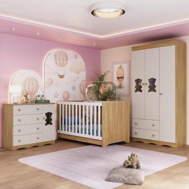 Imagem de Quarto De Bebê Completo Com Berço Americano 3 Em 1 Doçura Multimóveis 