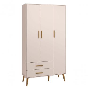 Imagem de Guarda-roupa Retrô 3 Portas Isis Rosa Fosco - Moveisaqui