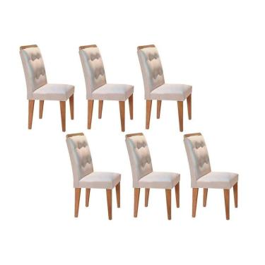 Imagem de Kit 6 Cadeiras De Cozinha Imperatriz 6 Un Capuccino Suede Creme Rufato