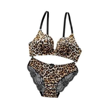 Imagem de Conjunto De Lingerie Sem Fio Para Mulheres Sexy Em Renda, Cor Sólida, 