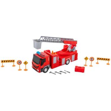 Imagem de Brinquedo Infantil Caminhão de Bombeiros com Escada Articulada e 13 Ac