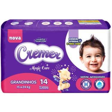 Imagem de Fralda Cremer Grandinhos 15 a 24 KG 14 Fraldas Descartaveis, Grandinho