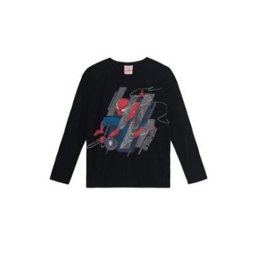 Imagem de Camiseta infantil menino Homem-Aranha metalizada Brandili-Masculino