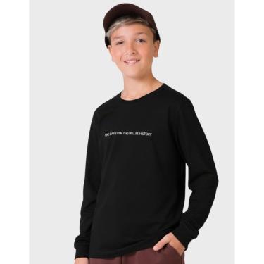 Imagem de Camiseta Com Escrita Manga Longa Inverno Elegante Aconchega do Frio Novo - Masculino 12 a 18 anos-Masculino