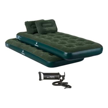 Imagem de Kit 2 Colchoes Inflaveis Solteiro Camping Com Inflador 185cm Cinza