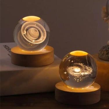 Imagem de Luminária Bola de Cristal Galáxia 3D LED USB - Petrin