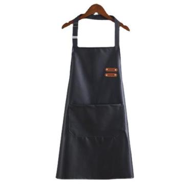 Imagem de Avental de couro PU impermeável com alça de pescoço ajustável - yiweis