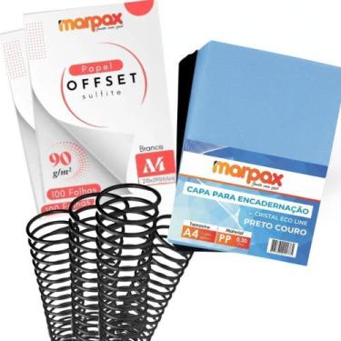 Imagem de Kit Capa Offset A4 90g + Capa Couro e Cristal Line + Espiral - Marpax
