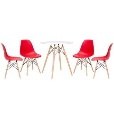 Imagem de Laraz, Mesa redonda Eames 70 cm + 4 cadeiras Eiffel DSW