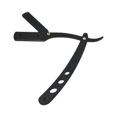 Imagem de Navalha De Barbeiro Antiga Preta Para Homens Com Lâminas E Suporte De 