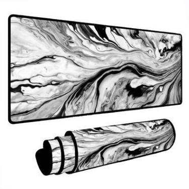 Imagem de Mouse Pad Gamer Speed Extra Grande Desk Pad Profissional Premium Com Borda Costurada 120x60  - Liquid Cinza Preto