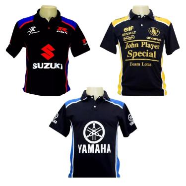 Imagem de Camisa Camiseta Polo Moto Gp Lotus Yamaha Suzuki 3 Peças