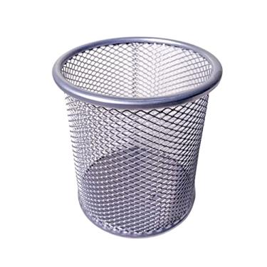 Imagem de Porta Lapis Aramado Redondo Prata Cinza 10cm