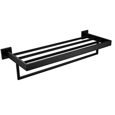 Imagem de Acessórios de banheiro preto fosco conjunto de ferragens barra de toalha toalheiro gancho saboneteira escova de banheiro suporte de copo suporte de papel, toalheiro