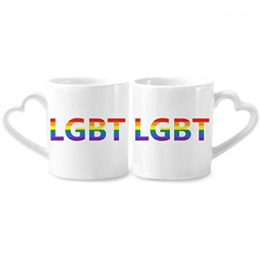 Imagem de Conjunto de canecas de porcelana LGBT transgênero apoio aos bissexuais para casais, copo de cerâmica para amantes, alça de coração