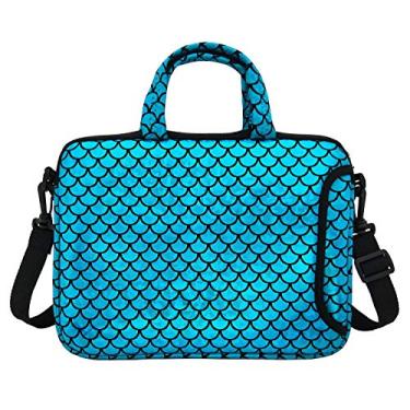 Imagem de Bolsa de transporte de ombro para laptop de 11,6 polegadas para Macbook/notebook/Ultrabook/Chromebook, escala sereia (azul)