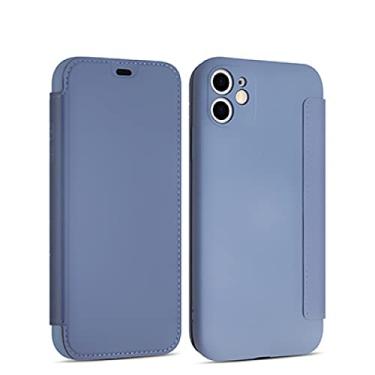 Imagem de Capa de silicone líquido de couro flip para iphone 12 13 11 Pro Max X XR XS 14 8 7 Plus SE 2020 Lens Protection Card Capa de livro, lavanda cinza, para iphone 12