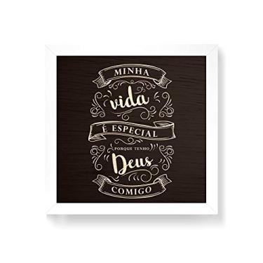Imagem de Arte Maníacos Quadro decorativo com moldura caixa branca em Madeira - Minha Vida É Especial - 30x30cm