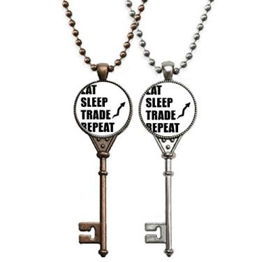 Imagem de OFFbb-USA Eat Sleep Repeat Art Deco Presente Fashion Chaveiro Pingente Joias Decoração Casal