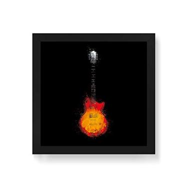 Imagem de Arte Maníacos Quadro Decorativo Guitarra Color Centro - 50x50cm (Moldura em laca preta)