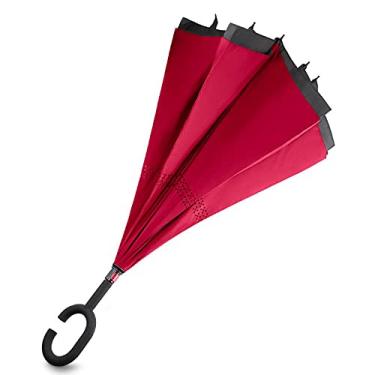 Imagem de L&Q Guarda Chuva Invertido Automático: Tecido Duplo Impermeável com Proteção UV e Cabo Inteligente