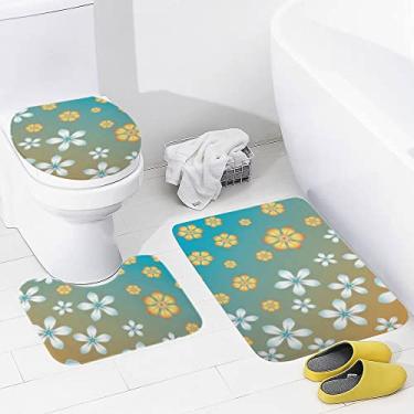 Imagem de Conjunto de tapetes de banheiro 3 peças abstratas gradientes coloridas tapete de banheiro lavável tapete antiderrapante tapete de contorno e tampa para banheiro