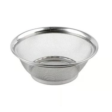 Imagem de Escorredor de Alimentos 25cm em Aço Inox Cromado - Cesta Casa em Cozinha - Multiuso Peneira de Arroz Macarrão - PANAMI