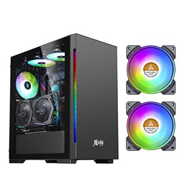 Imagem de Gabinete Gamer Gaming Case, Mid - Tower PC Gaming Case M-ATX/ITX - Front I/O USB 3.0 Port - Tempered Glass Side Panell - 6 Fan Position -Color Fan (Style : 2fans)