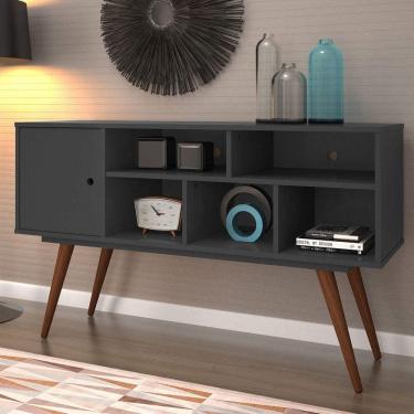 Imagem de Rack Para TV até 43 Polegadas 1 Porta Retrô 75 Olivar Preto/Preto