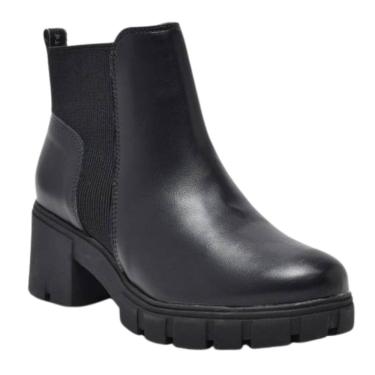 Imagem de Bota Via Marte Cano Curto Salto Grosso Feminina Preta