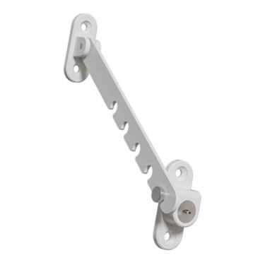 Imagem de Gralara Fechadura de Segurança para Janela, Limitador de Janela, Liga de Prevenção de Queda, Restritor de Janela Ajustável, Casa, Cozinha, Janela de Abertura, branco, Tamanho real