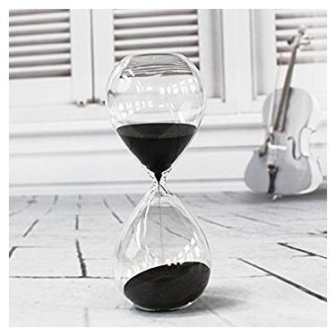 Imagem de Ampulheta de vidro transparente Graces Dawn Temporizador de areia 60 minutos com, Preto, 1