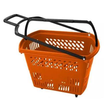 Imagem de KIT 3 Cestas Cestinhas Compras Com Rodas Rodinhas 30Lts - JRMarketing,