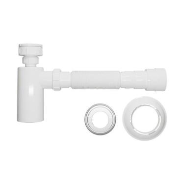 Imagem de Sifao universal branco com copo e canopla completo blukit - 031302