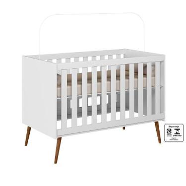Imagem de Quarto Infantil 100% MDF Retrô - Lunna Comoda + Berço-Branco - Peterne