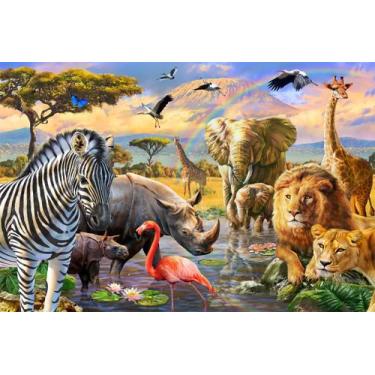 Imagem de Painel de Lona Animais Safári Paisagem Savanna - Fabrika de Festa, 100