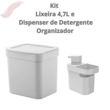 Imagem de Kit 2 Peças - Lixeira e Dispenser De Detergente Organizador de Pia - O