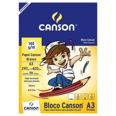 Imagem de Bloco Des. Branco 140gr 7071 A3 297x420mm Canson