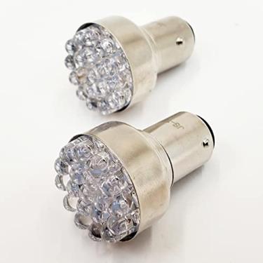 Imagem de Luz de freio LED vermelha para motocicleta/luz traseira/lâmpadas de seta com soquete de contato duplo 1157 para sistemas de 12 volts - 19 cluster de LED 7000 Saída MCD - Perfil baixo 2,5 cm OD -